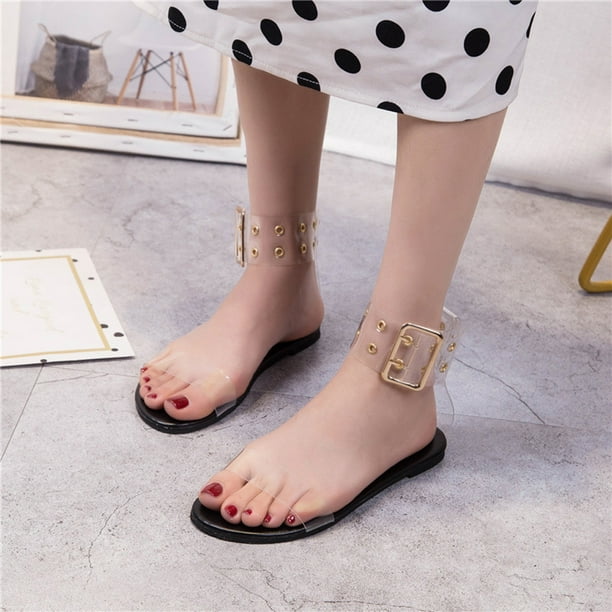 Beach Breathable Flat Buckle Strap Sandals Rome Shoes,2019 New Womens Summer Peep Toe Shoes Beach Breathable Flat Buckle Strap Sandals Rome Shoes,2019 New Womens Summer Peep Toe Shoes